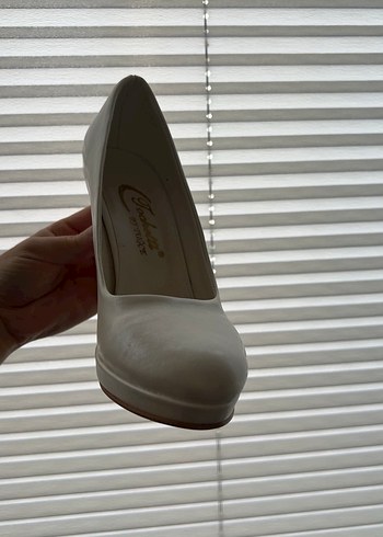 Bej Gri Yüksek Topuklu Kadın Stiletto - Görsel 3