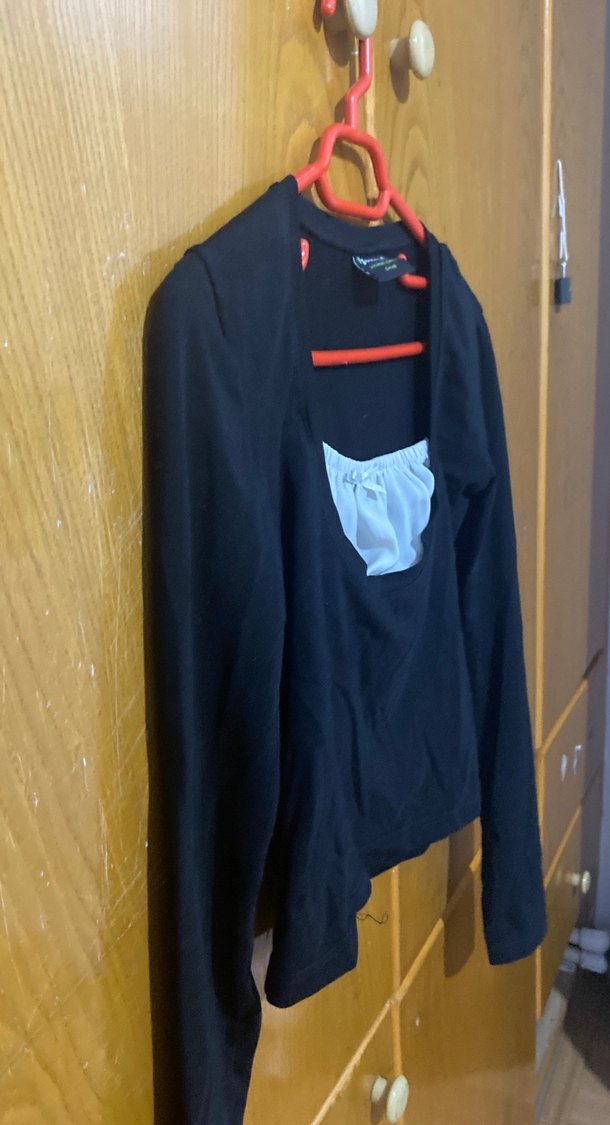 Kızlar için Kemerli V Yaka Uzun Kollu Bolero - Görsel 3