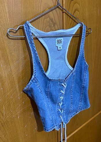 BDG Mavi Denim Bağcıklı Büstiyer - Görsel 3