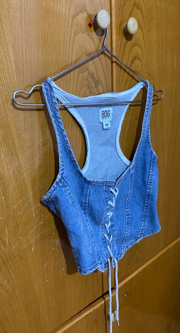 BDG Mavi Denim Bağcıklı Büstiyer - Görsel 3