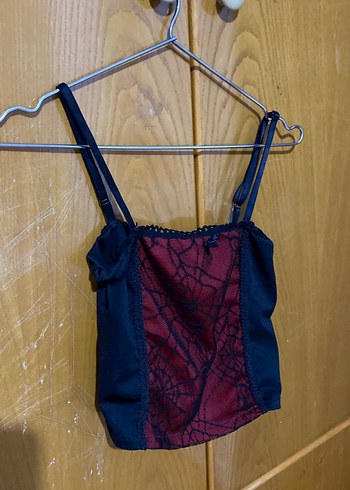 Bordo Dantel Detaylı Gotik Büstiyer - Görsel 2