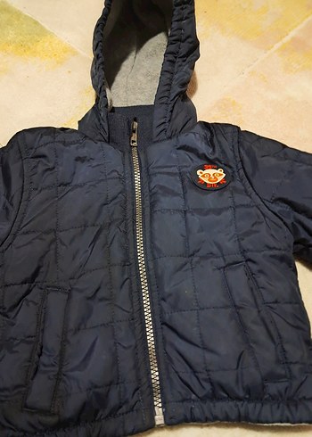 Kapüşonlu Koyu Gri Erkek Çocuk Mont - Görsel 2