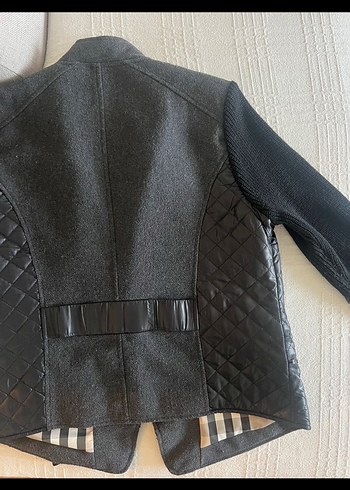 Siyah triko deri görünümlü ceket - Görsel 5