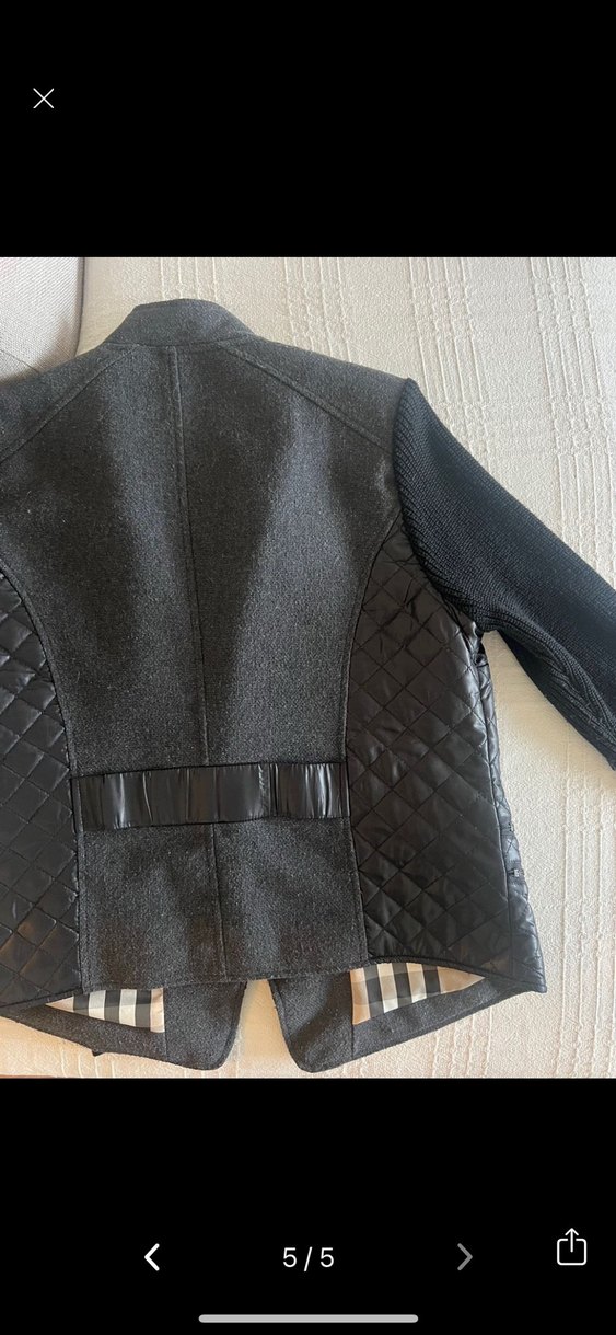 Siyah triko deri görünümlü ceket - Görsel 5