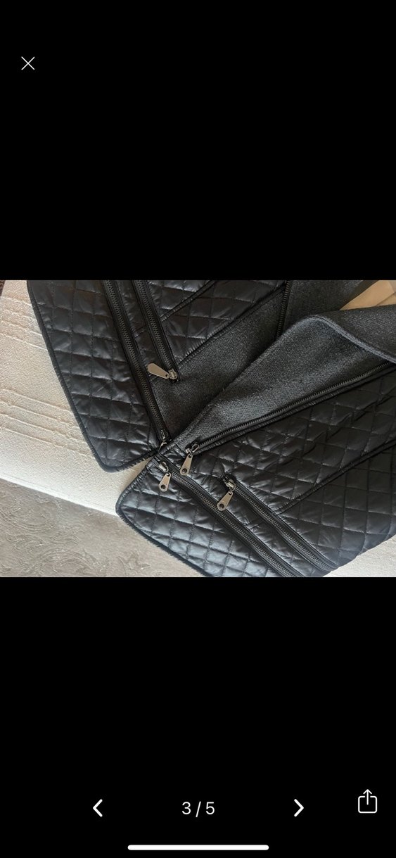 Siyah triko deri görünümlü ceket - Görsel 3