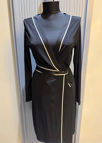 Kemerli Siyah Uzun Kollu Kadın Elbise - Görsel 2