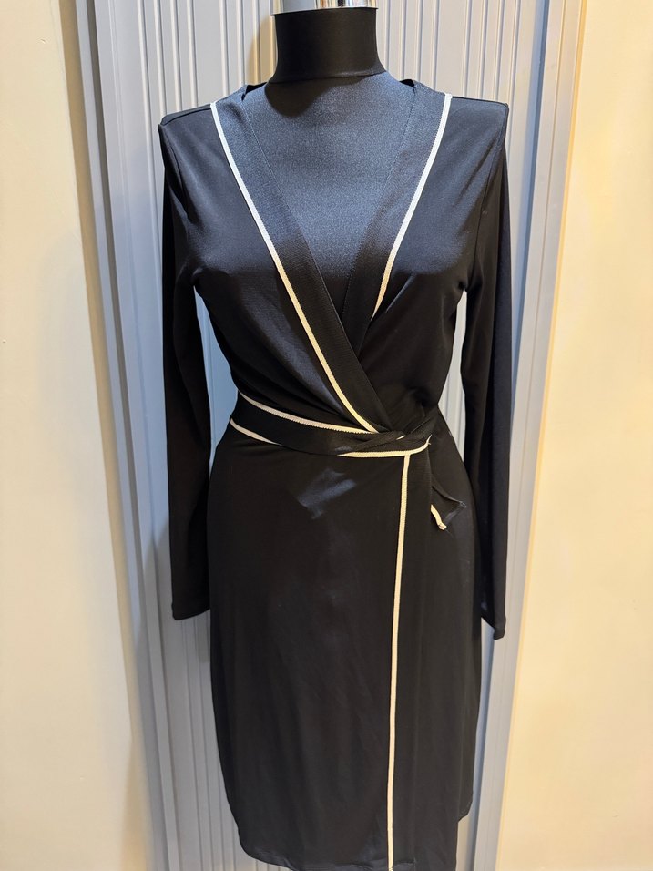 Kemerli Siyah Uzun Kollu Kadın Elbise - Görsel 2