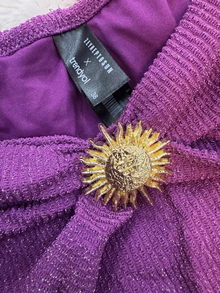 Mor Parlak Payetli Mini Bikini - Görsel 5