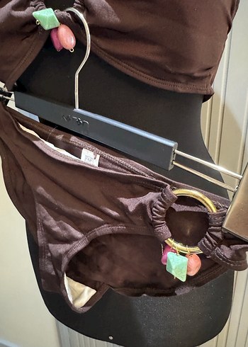 Kahverengi Bel Detaylı Bohem Bikini - Görsel 3