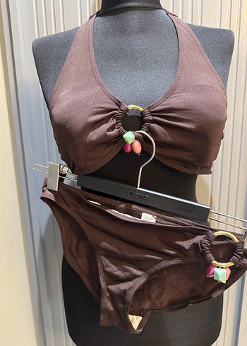 Kahverengi Bel Detaylı Bohem Bikini - Görsel 2