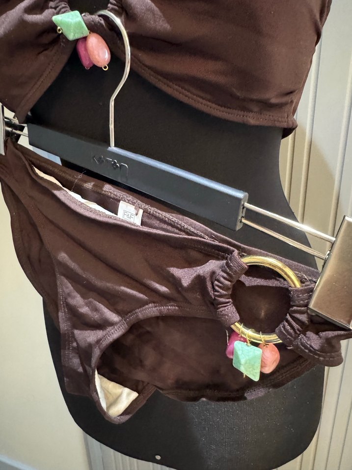 Kahverengi Bel Detaylı Bohem Bikini - Görsel 3