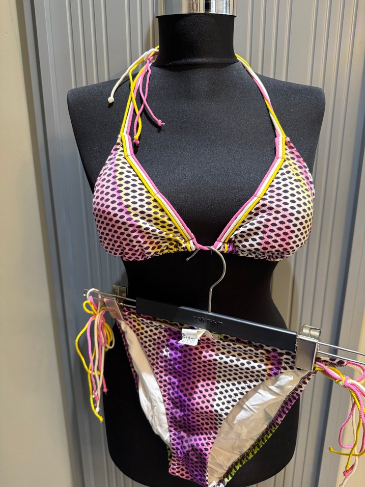 Renkli Bağcıklı Mini Boncuklu Bikini - Görsel 2