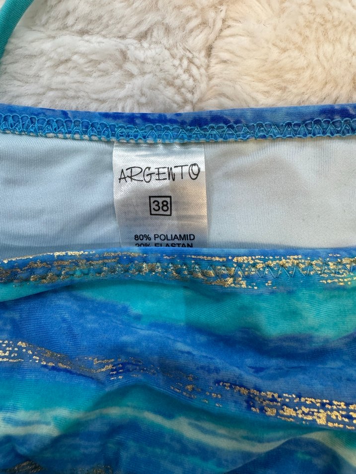 Kadın Turkuaz gold  Bağlamalı Tie-Dye Bikini - Görsel 4