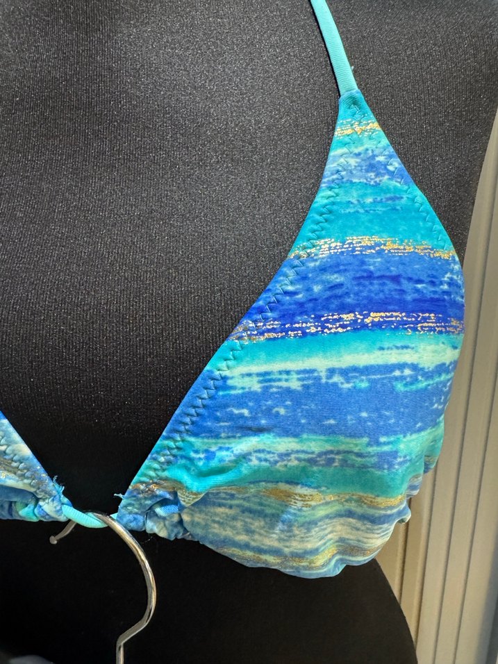 Kadın Turkuaz gold  Bağlamalı Tie-Dye Bikini - Görsel 3