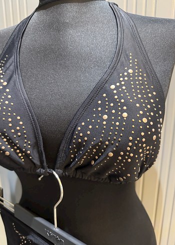 Siyah Parlak zımbalı Mini Bikini takım - Görsel 2