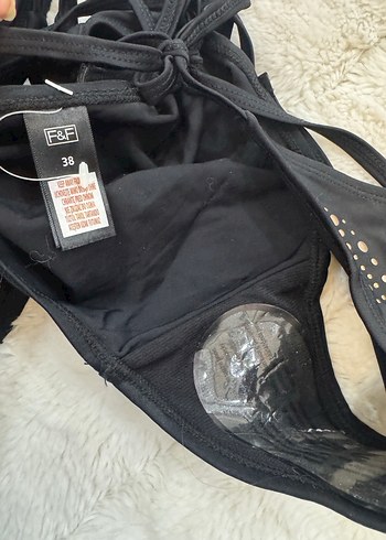 Siyah Parlak zımbalı Mini Bikini takım - Görsel 3