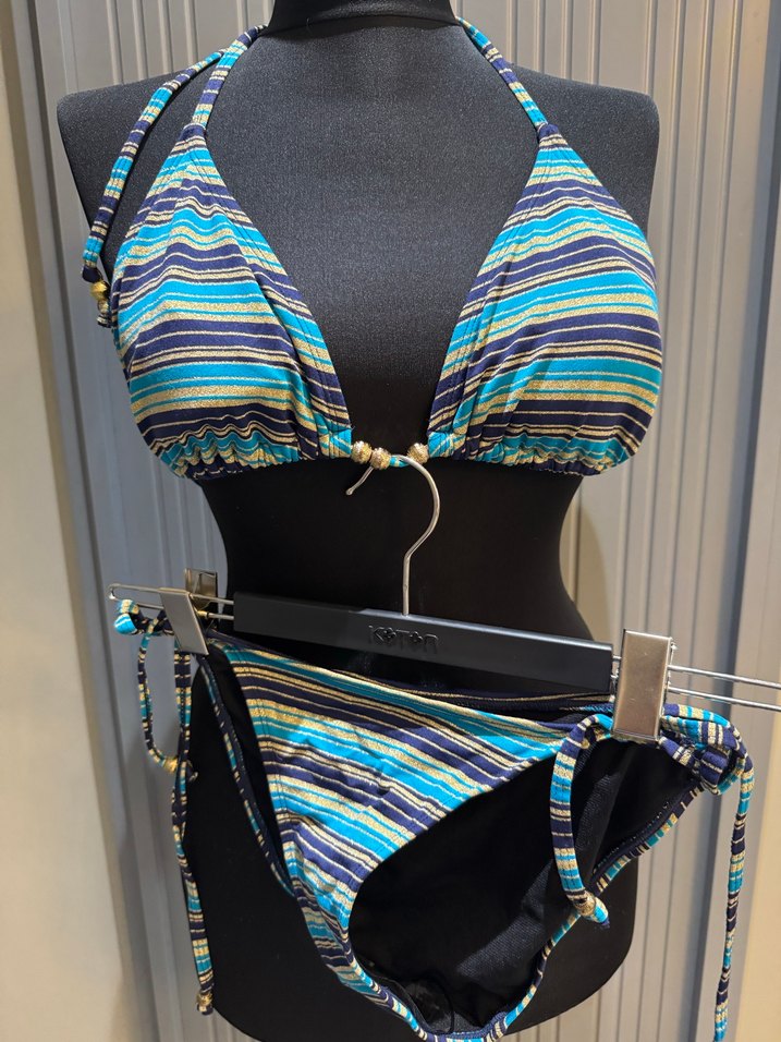 Bohem Tarz Turkuaz Bağlamalı Bikini - Görsel 2