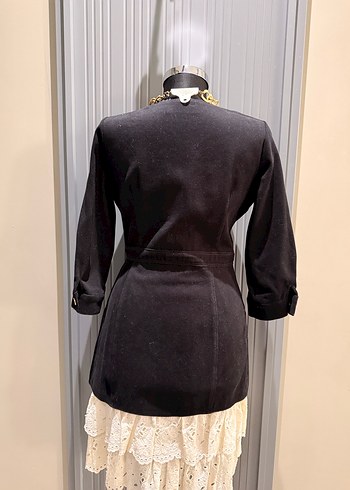 Düğmeli Siyah Kadın Denim elbise - Görsel 7