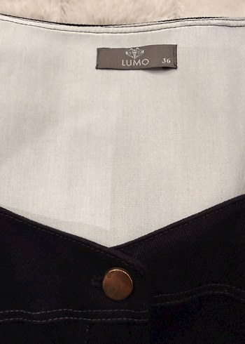 Düğmeli Siyah Kadın Denim elbise - Görsel 8