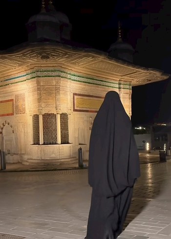 Kadın Siyah Dökümlü süper soft krep kumaşı çarşafı şerifimiz - Görsel 4