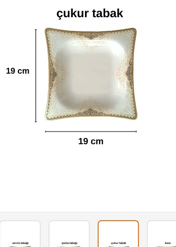 golt Desenli Beyaz Kare Tabak Seti - Görsel 8