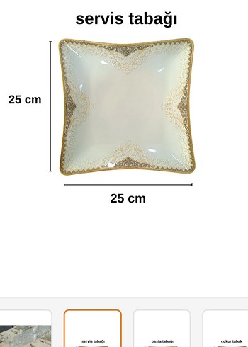 golt Desenli Beyaz Kare Tabak Seti - Görsel 6