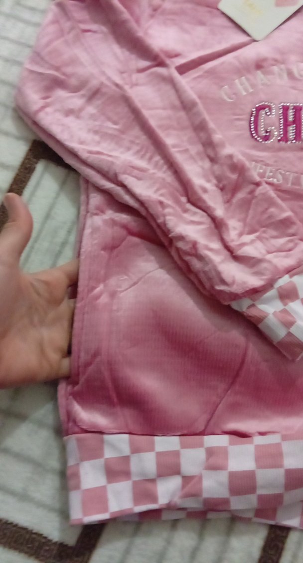 Pembe Kapüşonlu Kız Eşofman Takımı - Görsel 5