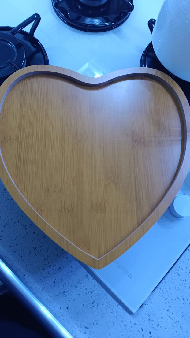 Bej Parlak Modern Kalp Şekilli ahşap sunumluk Seti - Görsel 5