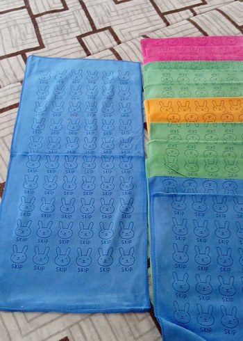 Pembe Baskılı Havlu - Tavşan Desenli silme bezleri - Görsel 5