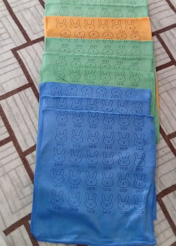 Pembe Baskılı Havlu - Tavşan Desenli silme bezleri - Görsel 3