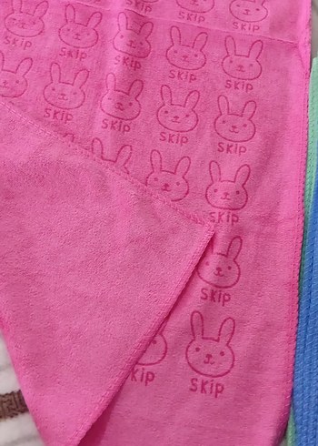 Pembe Baskılı Havlu - Tavşan Desenli silme bezleri - Görsel 8