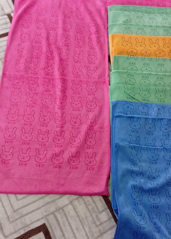 Pembe Baskılı Havlu - Tavşan Desenli silme bezleri - Görsel 7