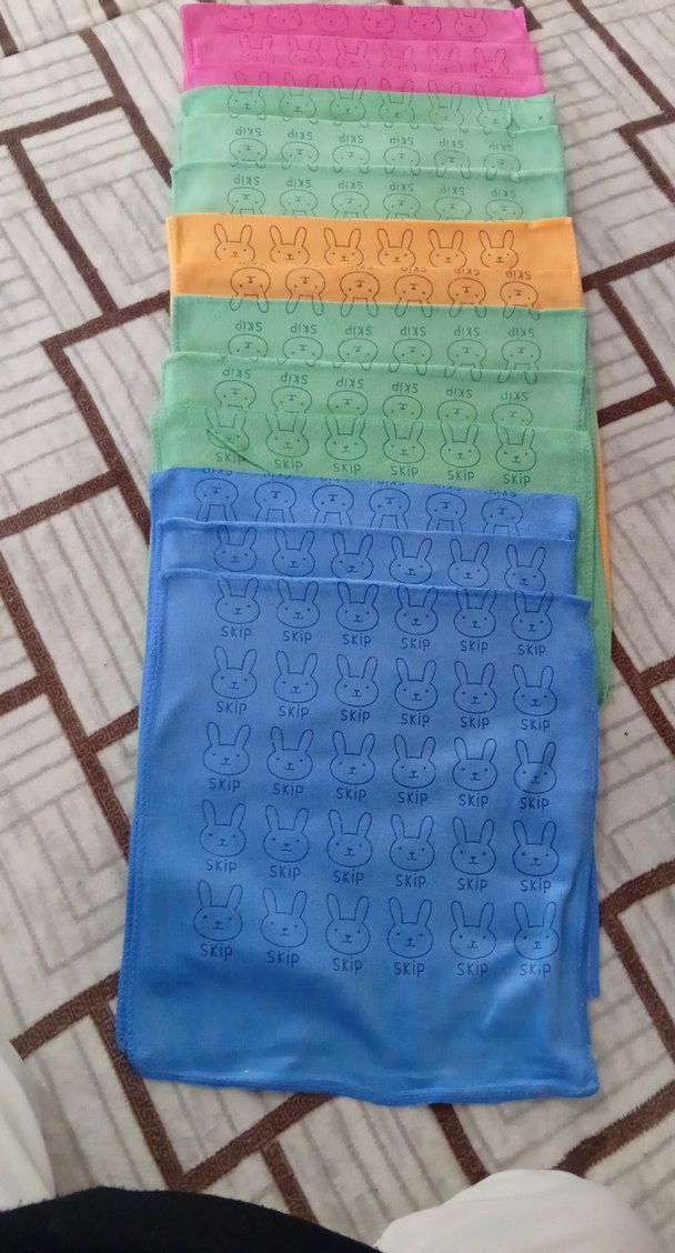 Pembe Baskılı Havlu - Tavşan Desenli silme bezleri - Görsel 3