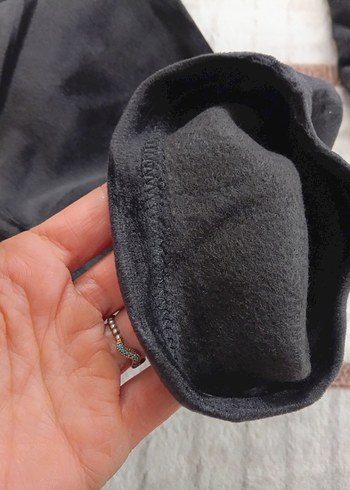 Siyah Kadın Midi Boy Sıcak kadife picama - Görsel 3