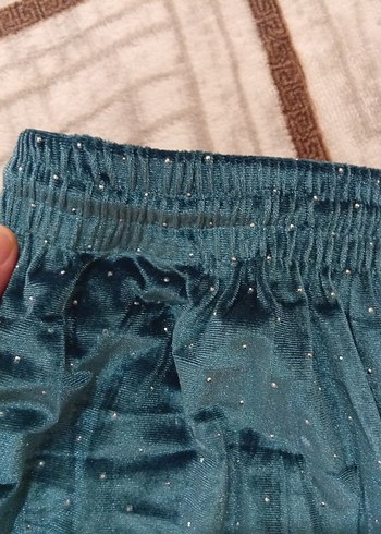 Parlak Mavi Bol Paça Kadın Pantolon - Görsel 2