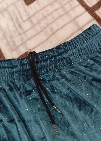 Parlak Mavi Bol Paça Kadın Pantolon - Görsel 3