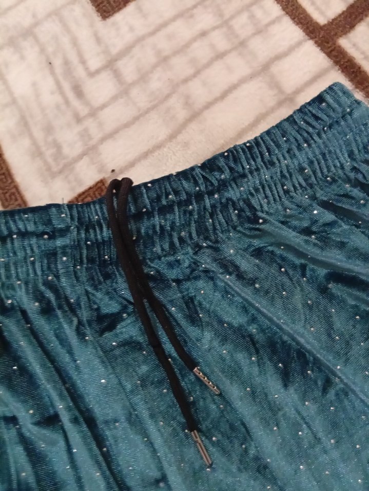 Parlak Mavi Bol Paça Kadın Pantolon - Görsel 3