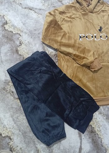 Erkek Kapüşonlu Kahverengi Sweatshirt ve Siyah Eşofman - Görsel 2