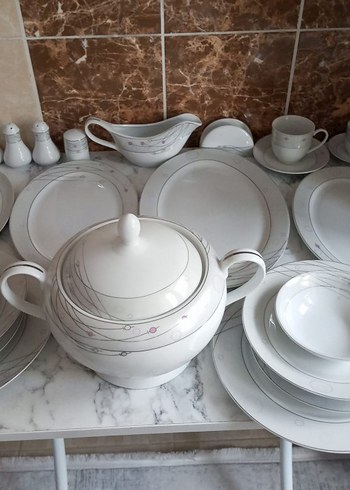 Gri Detaylı Beyaz Yemek Takımı 84 parca - Görsel 4