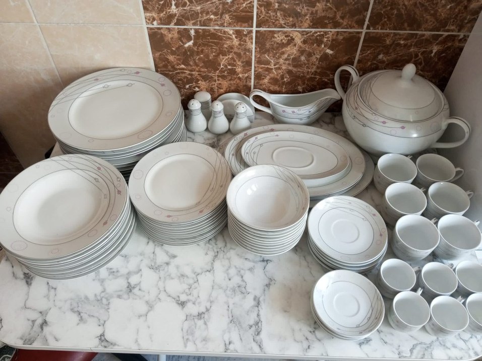 Gri Detaylı Beyaz Yemek Takımı 84 parca - Görsel 2