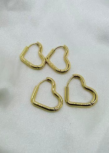 Minimalist Beyaz Mini Kalp Küpe Seti - Görsel 2