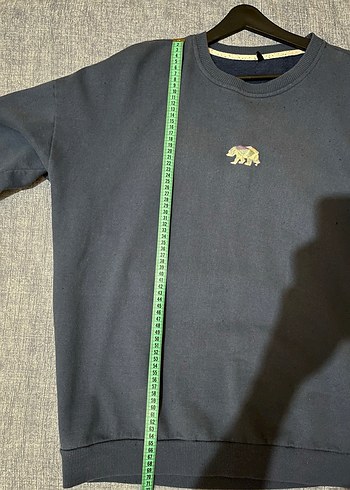 Gri Nakışlı oversize sweat - Görsel 2