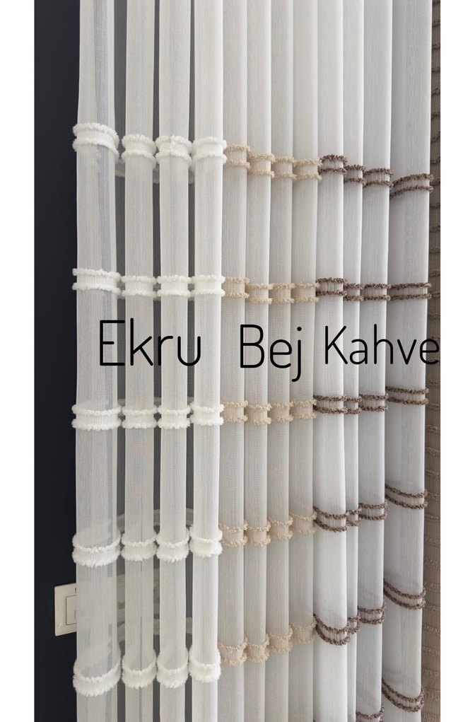 Aplik örme keten tül perde - Görsel 3