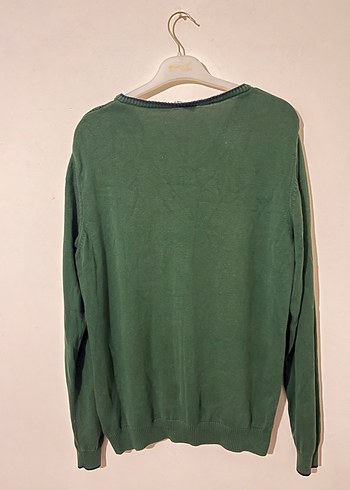 U.S. POLO MARKA Yeşil V Yakalı Erkek Örgü Kazak - Görsel 3