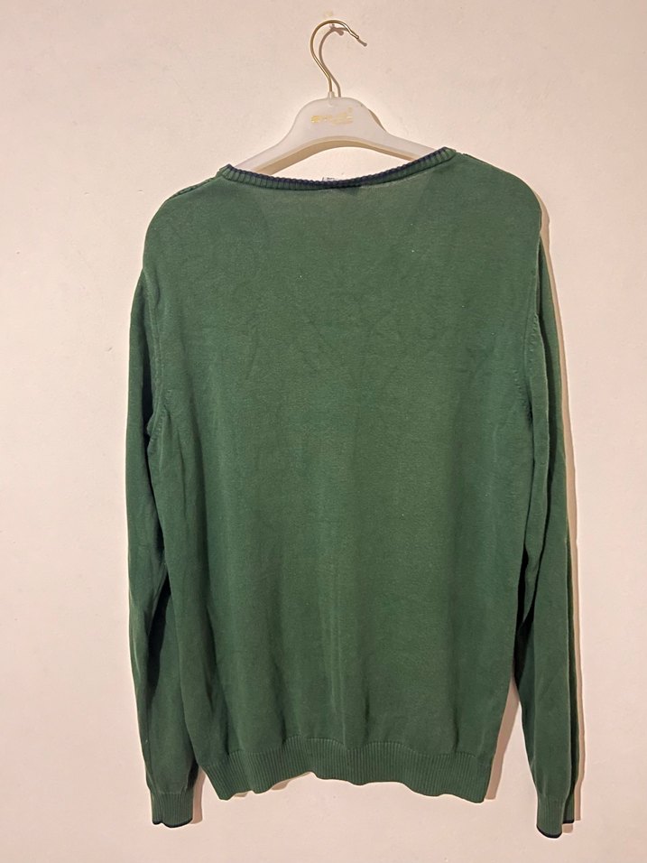 U.S. POLO MARKA Yeşil V Yakalı Erkek Örgü Kazak - Görsel 3