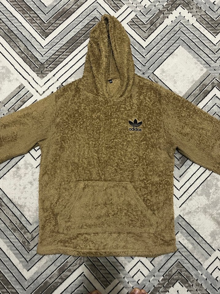 Adidas Kahverengi Peluş Kapüşonlu Kadın Sweatshirt - Görsel 2