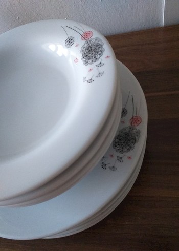 Beyaz Gri Desenli Yemek Tabağı Seti - Görsel 5