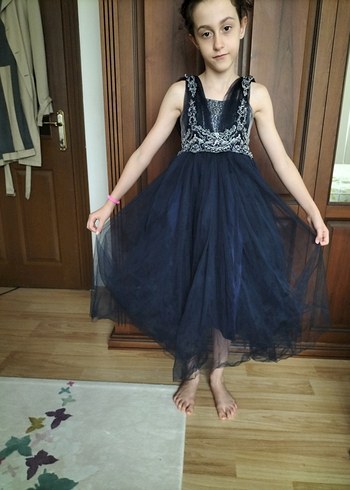 Lacivert kız çocuk  Uzun Abiye - Görsel 5