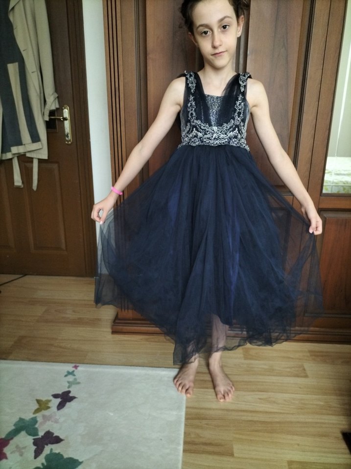 Lacivert kız çocuk  Uzun Abiye - Görsel 5