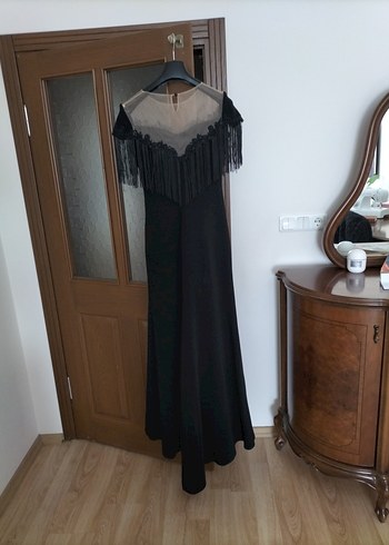 Siyah Uzun Straplez  Elbise - Görsel 9